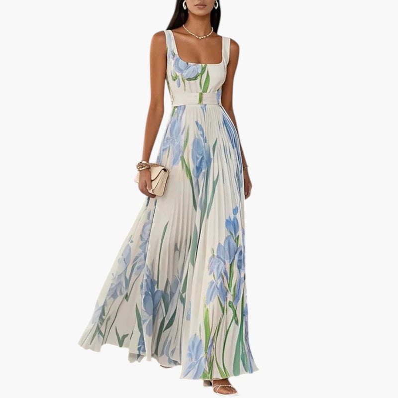Damen-Maxikleid mit Blumenmuster und A-Linie
