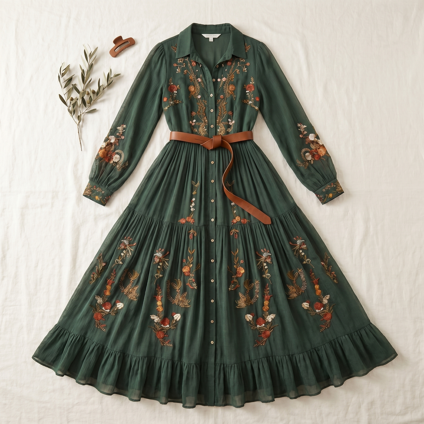 Damen-Maxikleid mit Blumenprint | Plissiertes Sommerkleid mit Knopfleiste