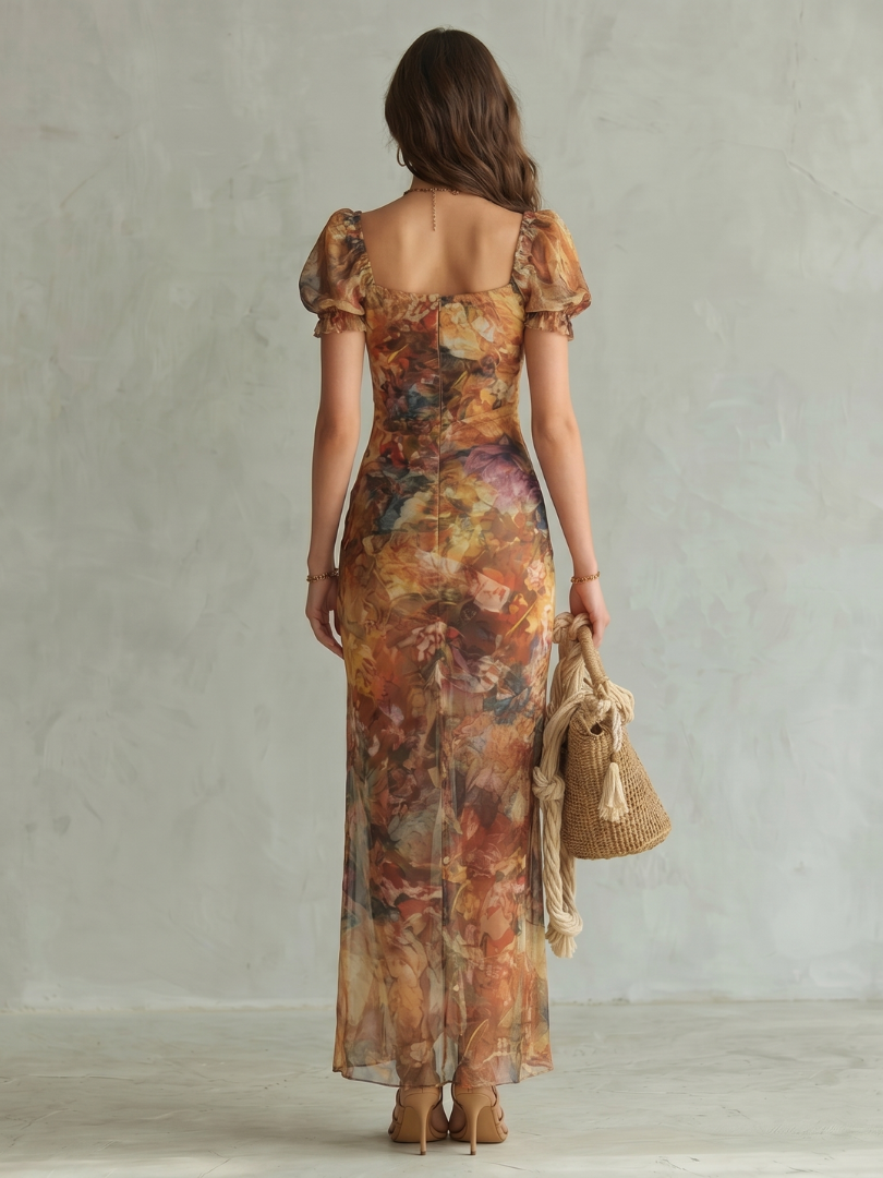 Damen-Maxikleid mit Herz-Ausschnitt