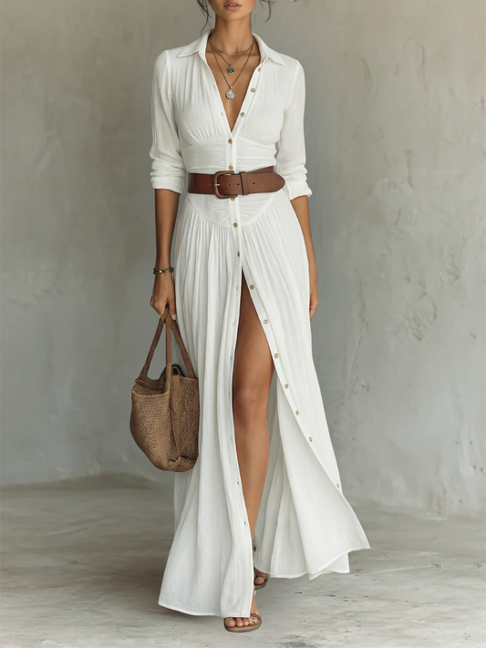 Damen-Maxikleid mit Knopfleiste