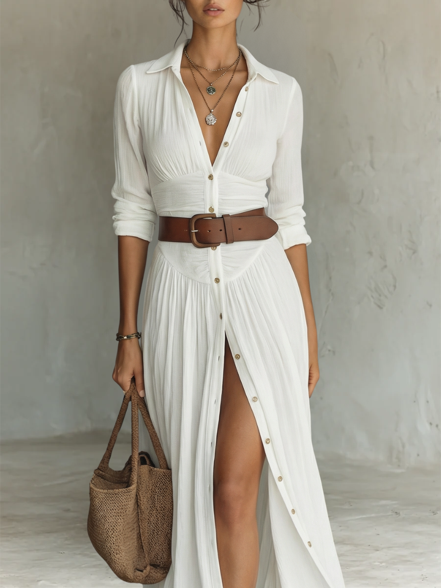 Damen-Maxikleid mit Knopfleiste