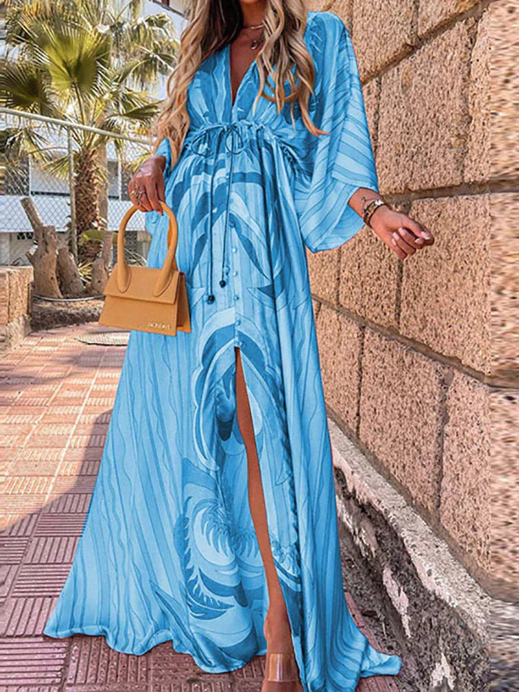 Damen-Maxikleid mit V-Ausschnitt