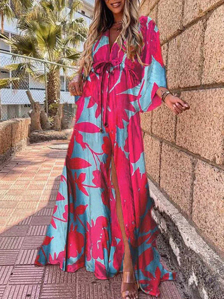 Damen-Maxikleid mit V-Ausschnitt