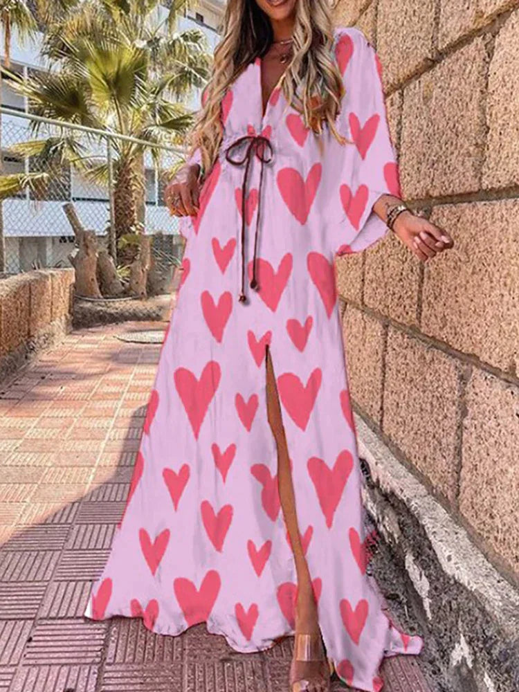 Damen-Maxikleid mit V-Ausschnitt