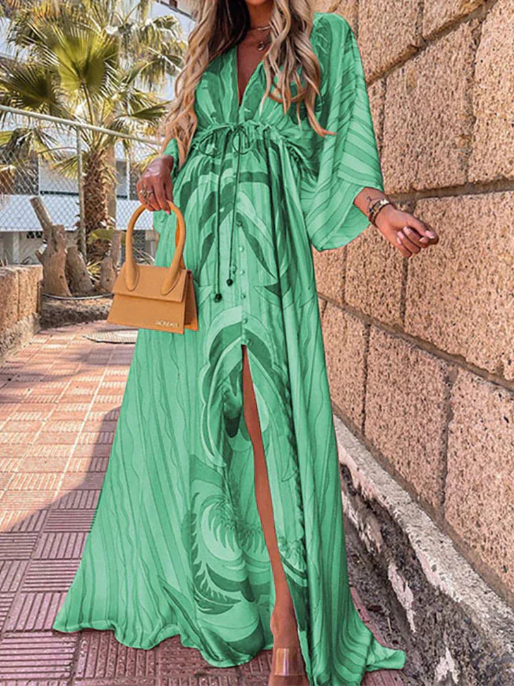 Damen-Maxikleid mit V-Ausschnitt