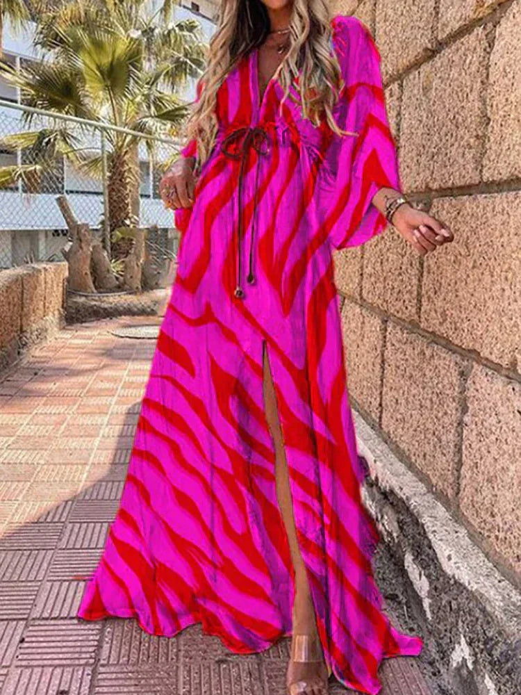 Damen-Maxikleid mit V-Ausschnitt