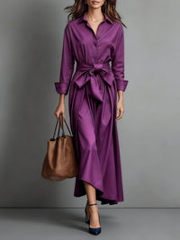 Damen-Midi-Blusenkleid mit Gürtel