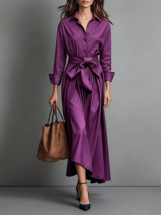 Damen-Midi-Blusenkleid mit Gürtel