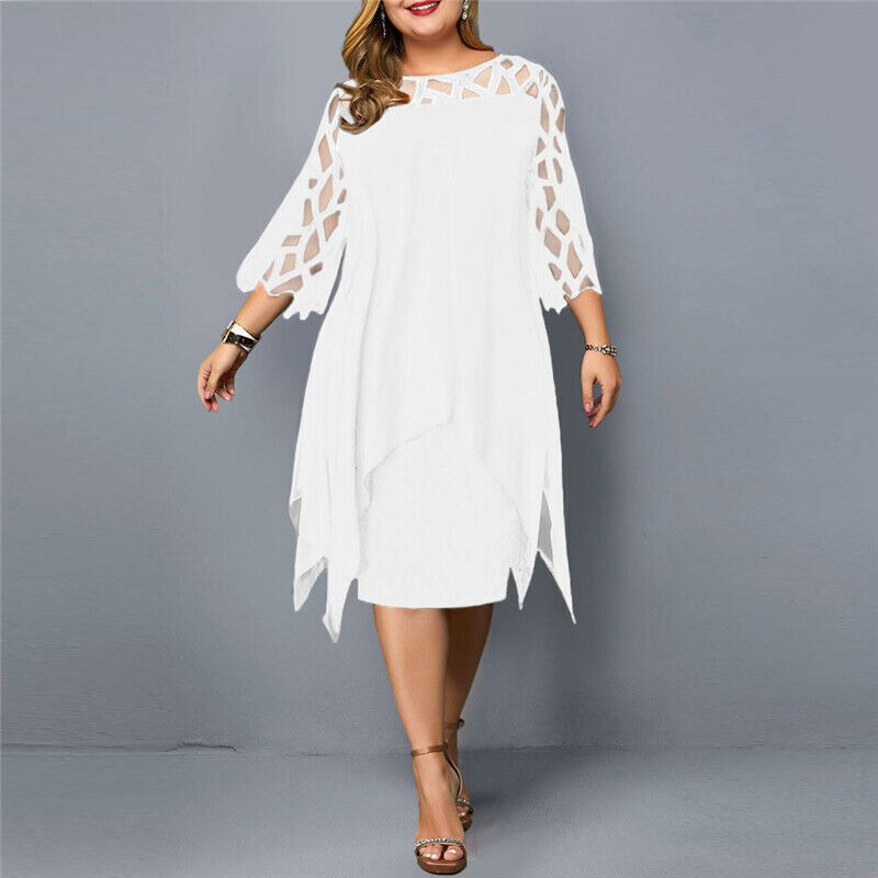 Damen-Midikleid in A-Linie mit 3/4-Ärmeln
