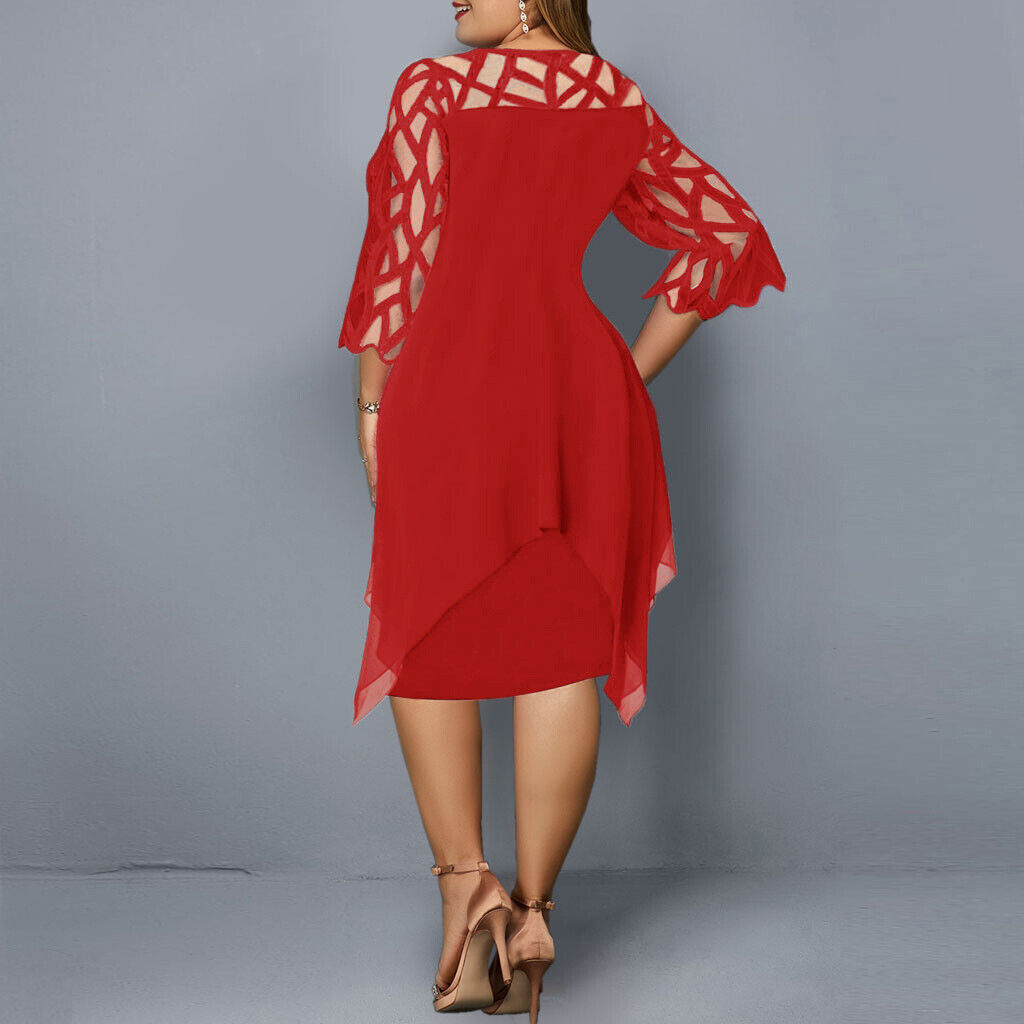 Damen-Midikleid in A-Linie mit 3/4-Ärmeln