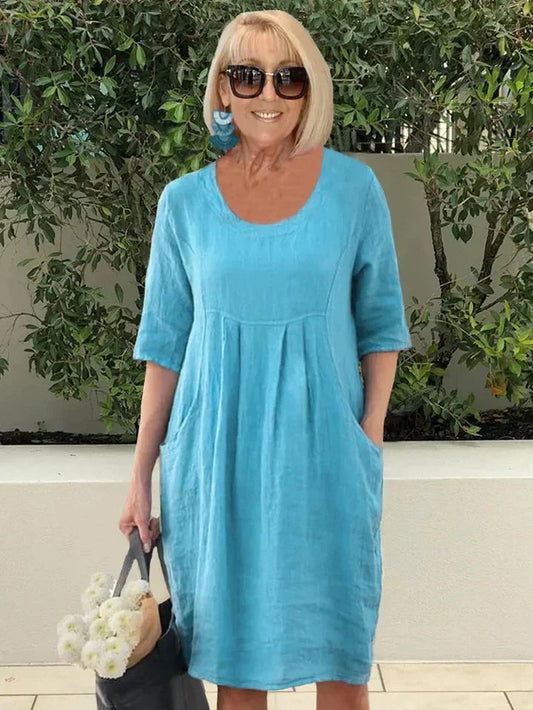 Damen-Midikleid in A-Linie mit Taschen