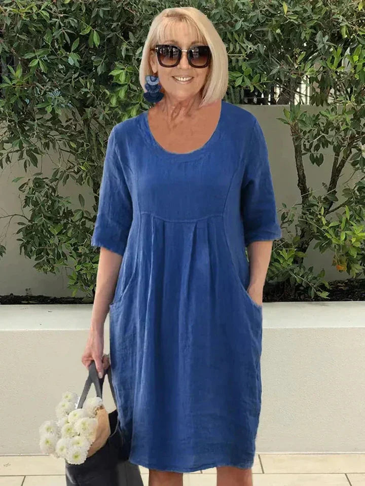 Damen-Midikleid in A-Linie mit Taschen