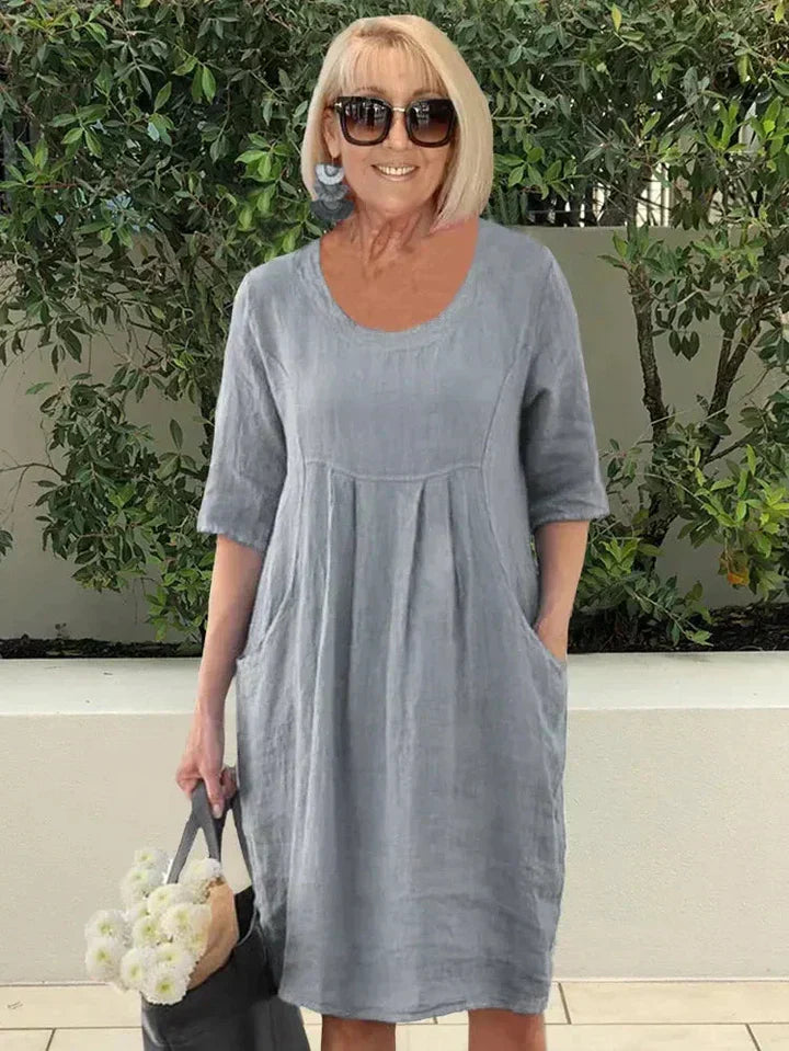 Damen-Midikleid in A-Linie mit Taschen