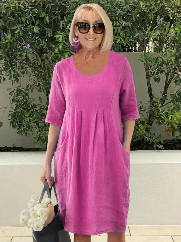Damen-Midikleid in A-Linie mit Taschen