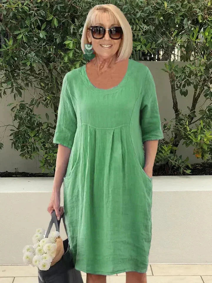 Damen-Midikleid in A-Linie mit Taschen