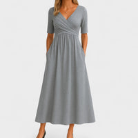 Damen-Midikleid in A-Linie mit V-Ausschnitt