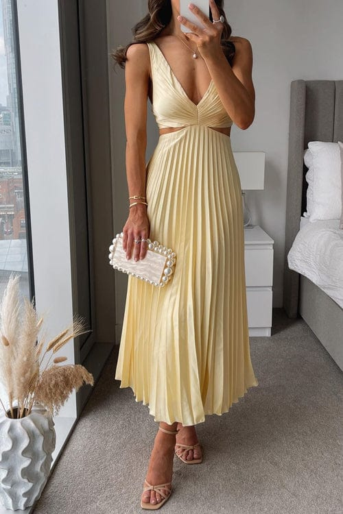 Damen-Midikleid in A-Linie mit V-Ausschnitt