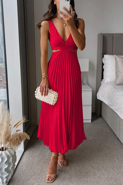 Damen-Midikleid in A-Linie mit V-Ausschnitt
