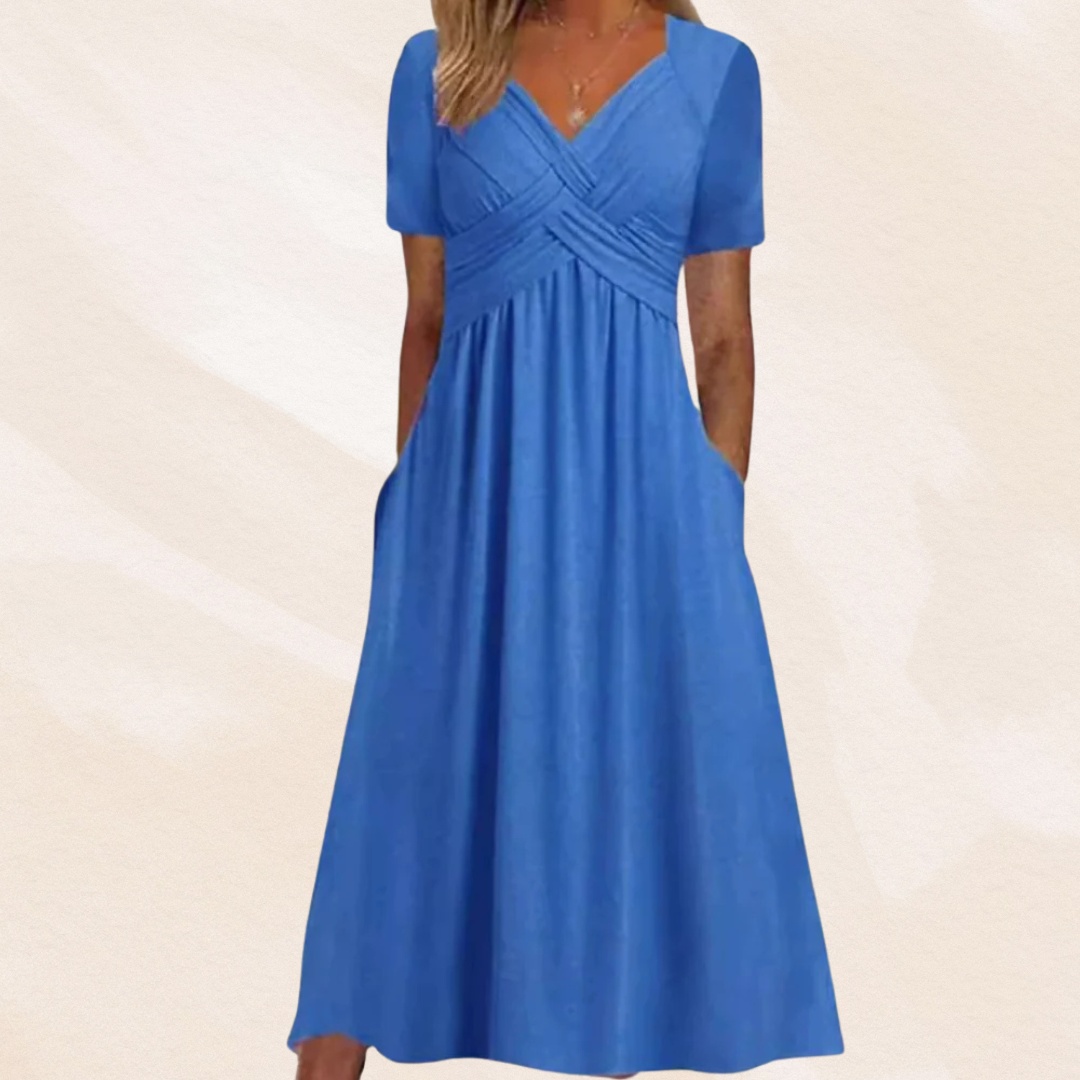 Damen-Midikleid in A-Linie mit V-Ausschnitt