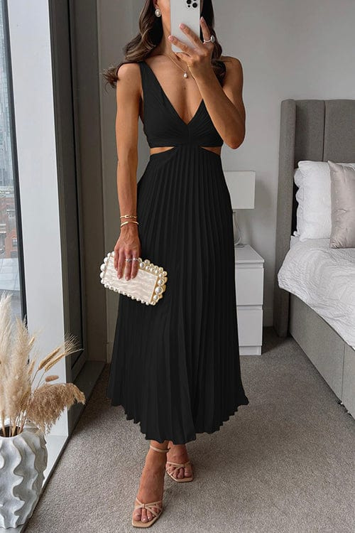 Damen-Midikleid in A-Linie mit V-Ausschnitt