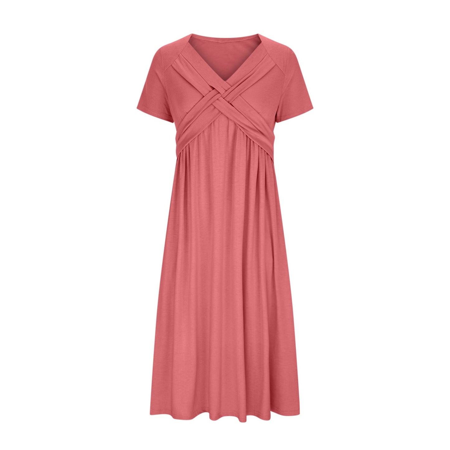 Damen-Midikleid in A-Linie mit V-Ausschnitt