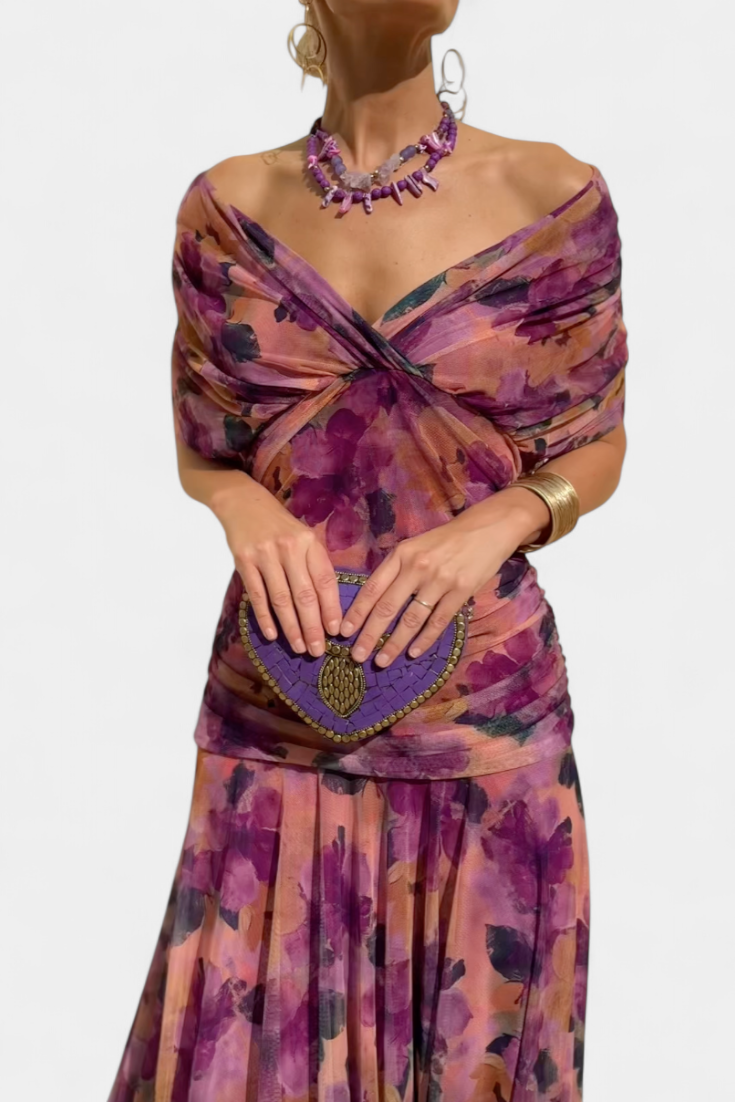 Damen-Midikleid in Wickeloptik mit V-Ausschnitt