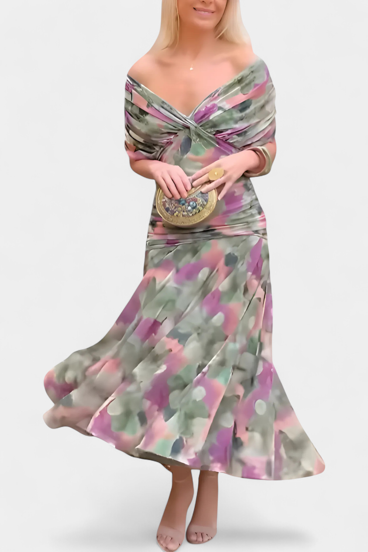 Damen-Midikleid in Wickeloptik mit V-Ausschnitt