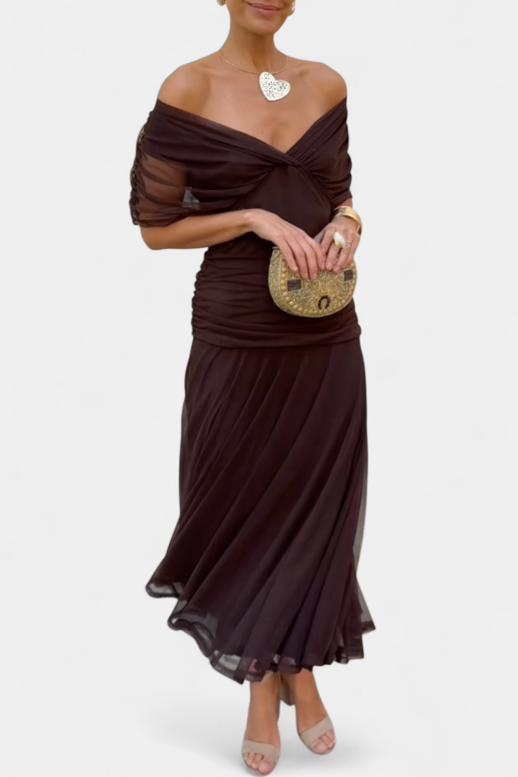 Damen-Midikleid in Wickeloptik mit V-Ausschnitt