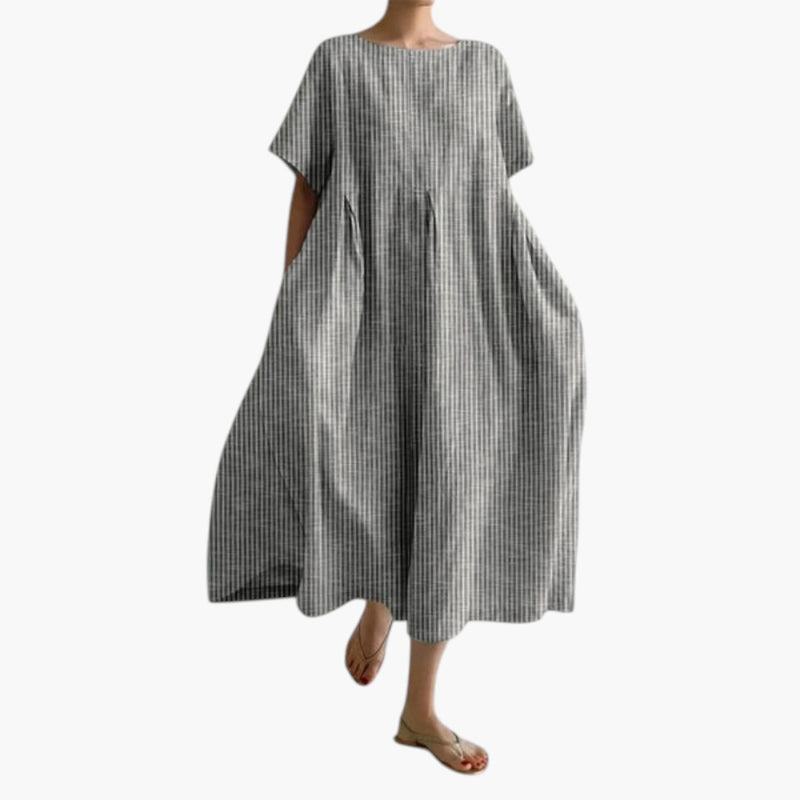 Damen-Midikleid mit kurzen Ärmeln und seitlichen Taschen