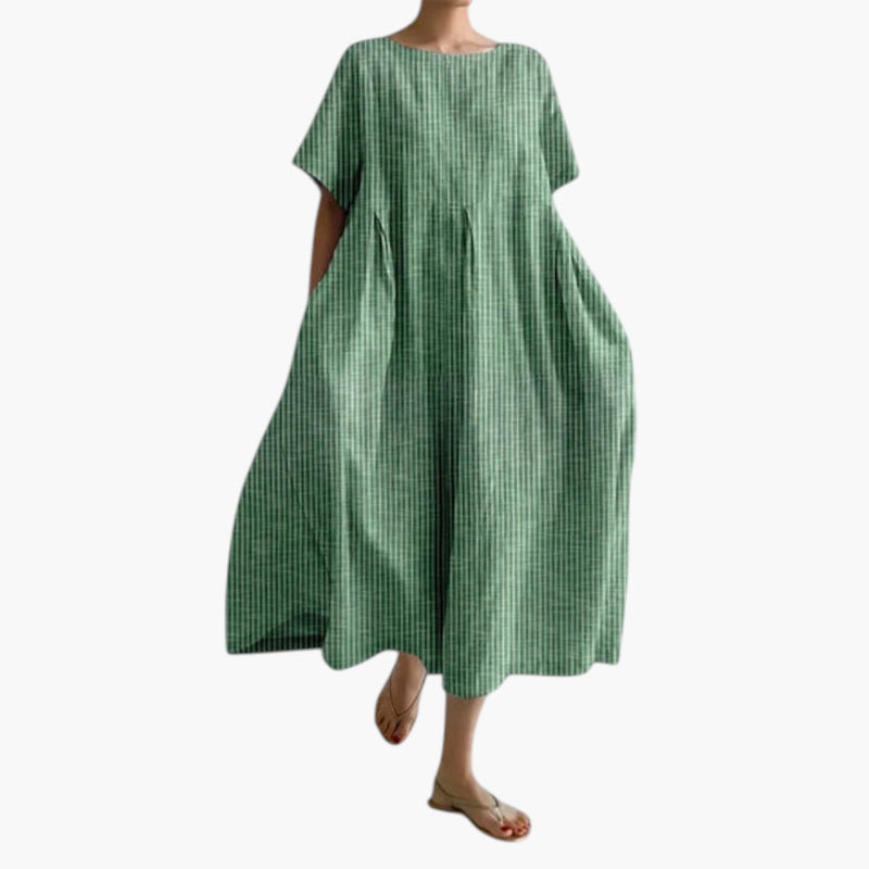 Damen-Midikleid mit kurzen Ärmeln und seitlichen Taschen