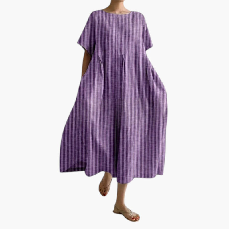 Damen-Midikleid mit kurzen Ärmeln und seitlichen Taschen