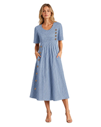 Damen-Midikleid mit Streifenärmeln