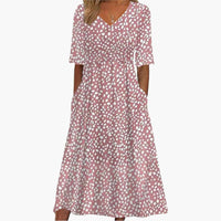 Damen-Midikleid mit V-Ausschnitt und Punkte-Muster