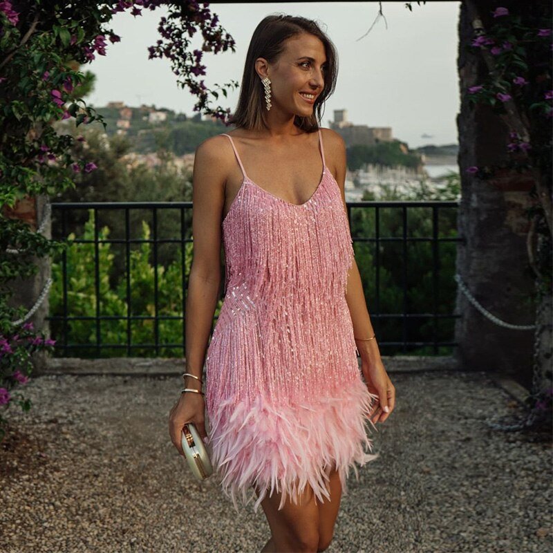 Damen-Minikleid mit Fransen