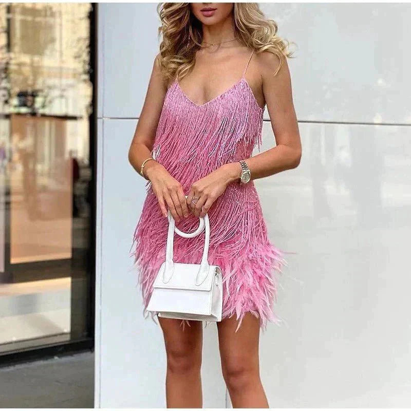 Damen-Minikleid mit Fransen