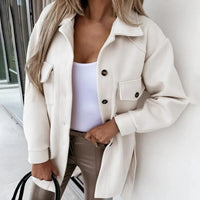 Damen-Overshirt-Hemdjacke mit Knopfleiste