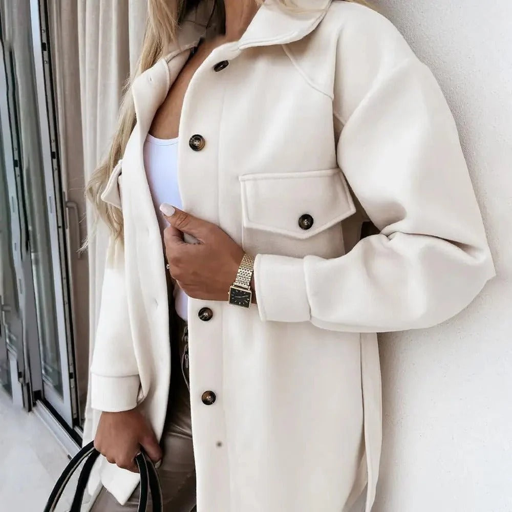 Damen-Overshirt-Hemdjacke mit Knopfleiste