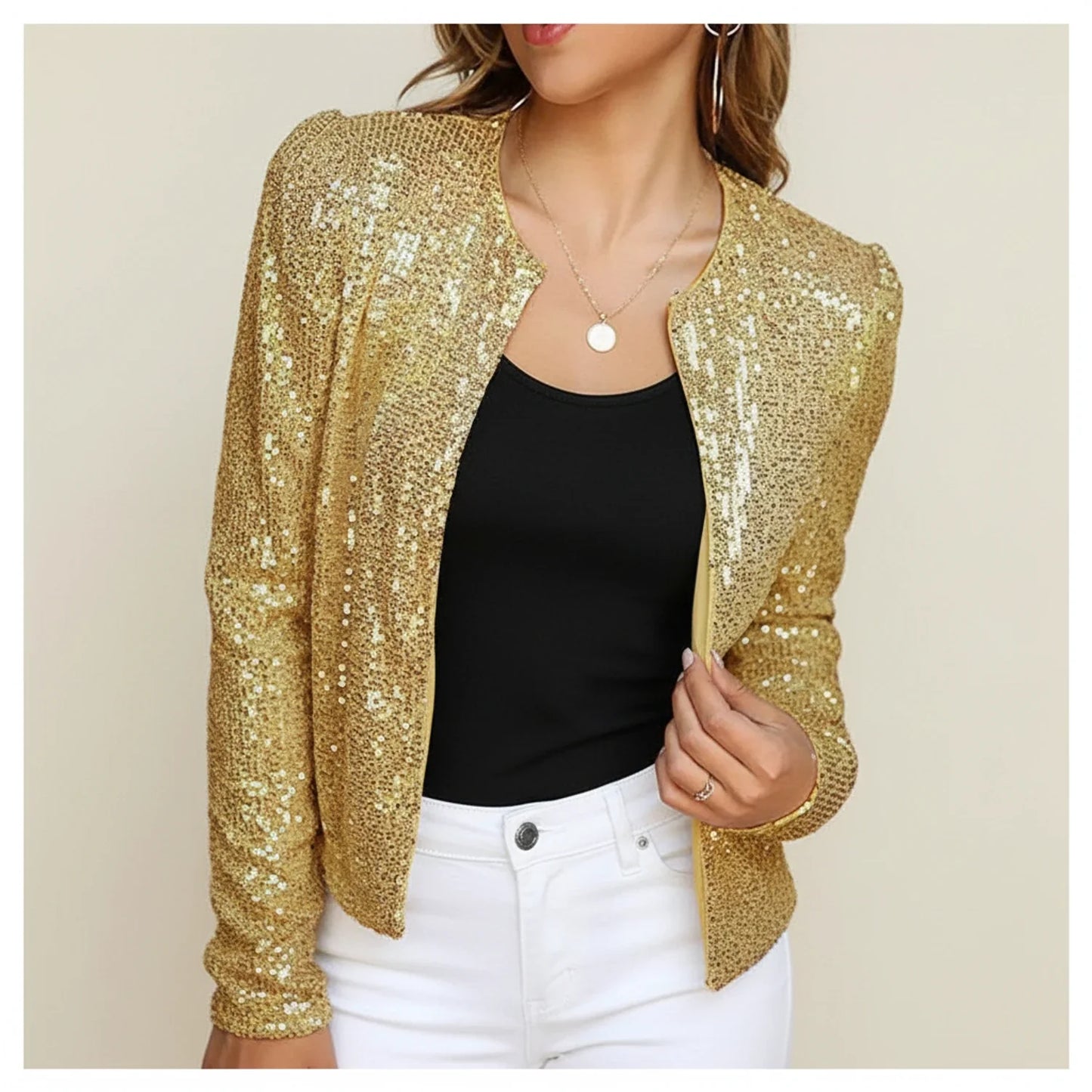 Damen-Pailletten-Abendjacke