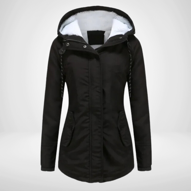 Damen-Parkajacke mit Kapuze und Fleecefutter