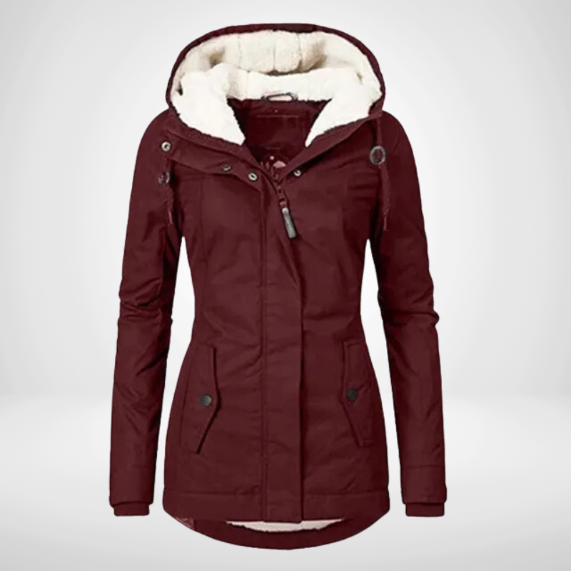 Damen-Parkajacke mit Kapuze und Fleecefutter