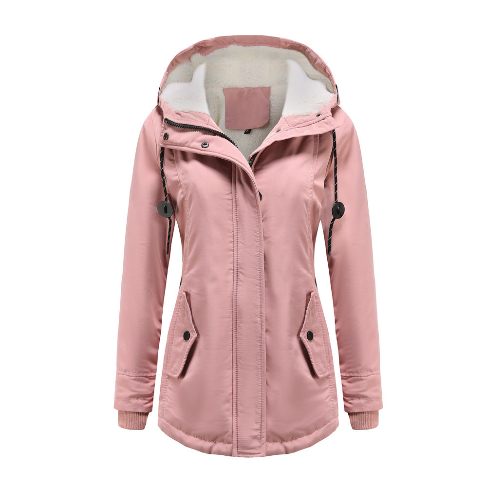 Damen-Parkajacke mit Kapuze und Fleecefutter