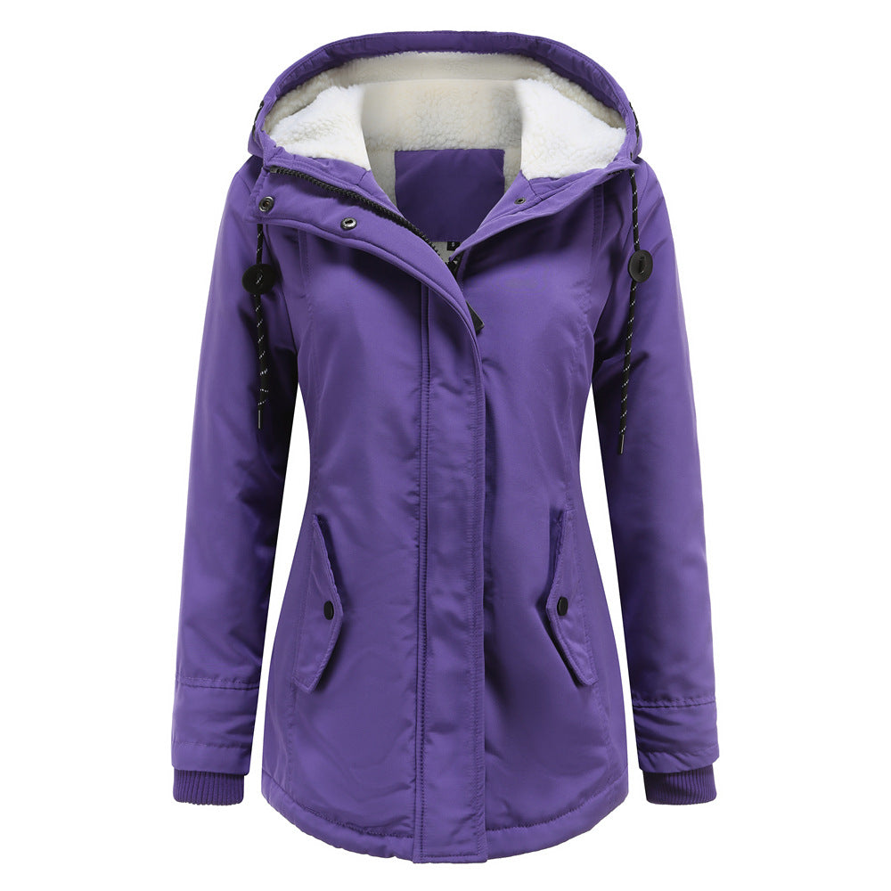 Damen-Parkajacke mit Kapuze und Fleecefutter