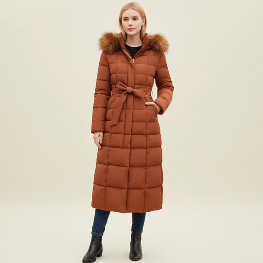 Damen-Puffer-Winterjacke mit Kapuze