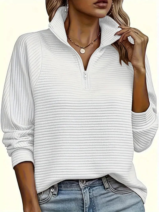 Damen-Pullover mit Trichterkragen und halbem Reißverschluss