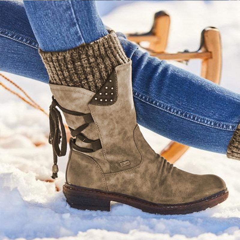 Damen-Raffstiefel zum Schnüren