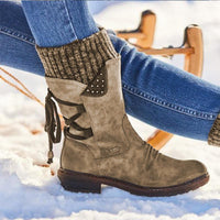 Damen-Raffstiefel zum Schnüren