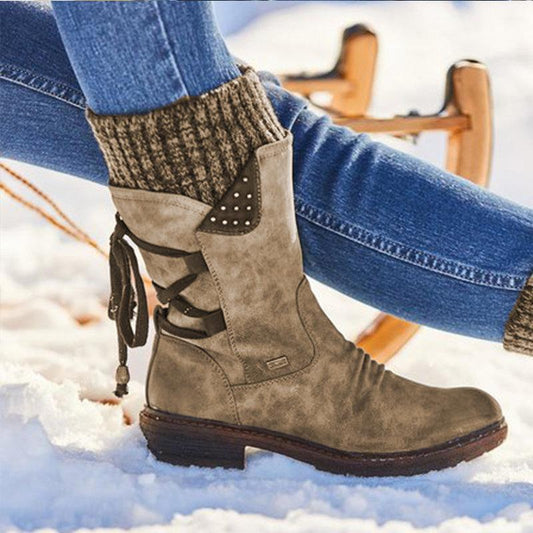 Damen-Raffstiefel zum Schnüren