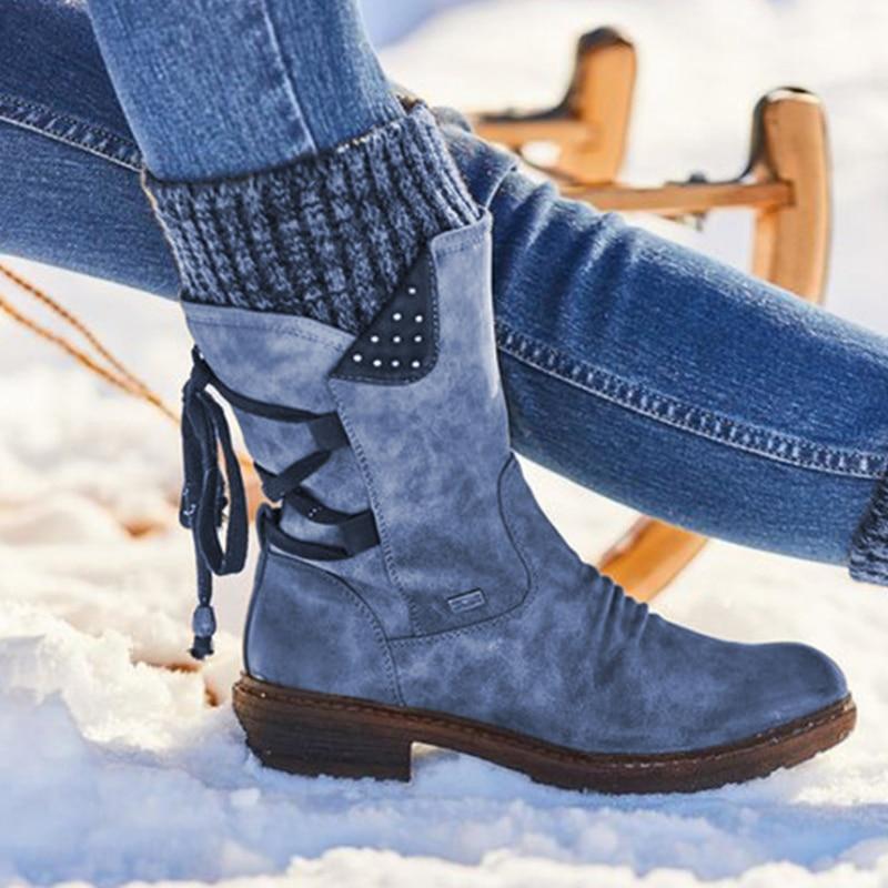 Damen-Raffstiefel zum Schnüren