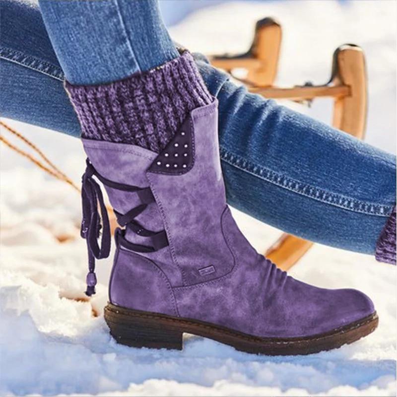 Damen-Raffstiefel zum Schnüren