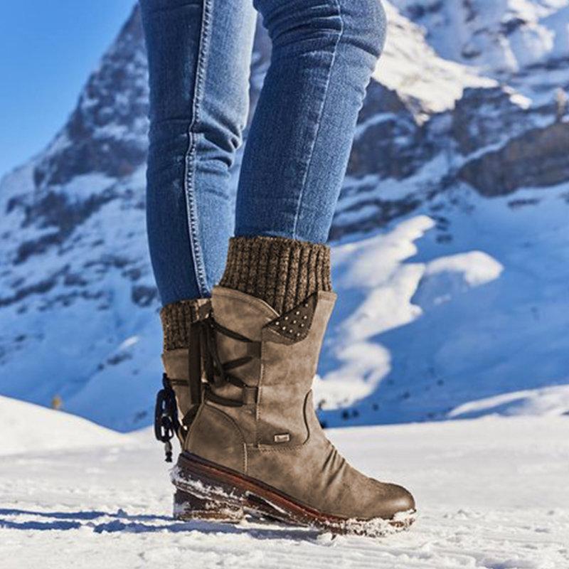 Damen-Raffstiefel zum Schnüren
